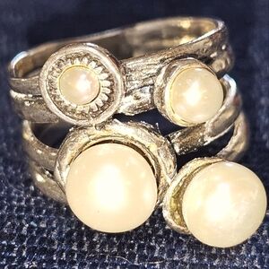 Silpada Elegant Silver and Pearl Ring. Size 7